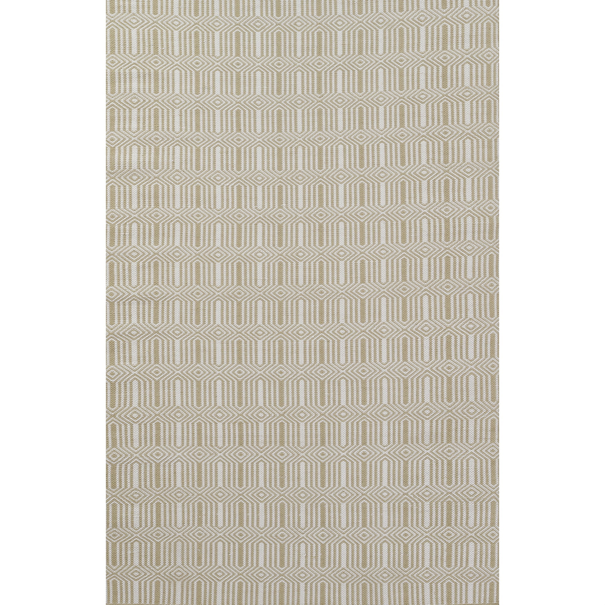 Beige Geometric Flat Woven Synthetic 2' x 3' Rug