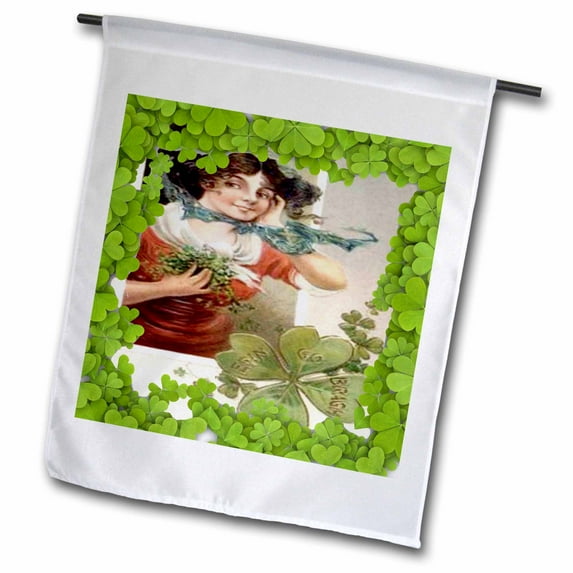 3dRose, Erin Go Braugh with Vintage Irish Lady, 12 x 18 inch Garden Flag