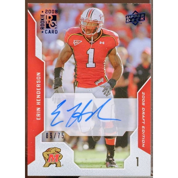 Erin Henderson Rookie Card 2008 Upper Deck Draft Edition Autographs Blue #48
