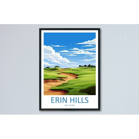 Erin Hills Golf Club Scenic Mountain Landscape Wall Decor Unframed Paper Print