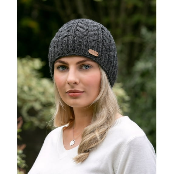 Erin Knitwear Irish Wool Beanie- Dark Gray, One Size