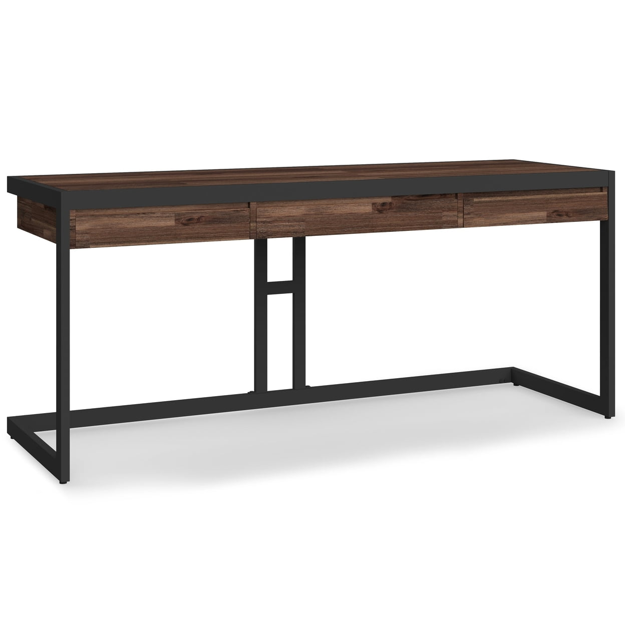 Erina Distressed Charcoal Brown Solid Acacia Large Desk with Drawers