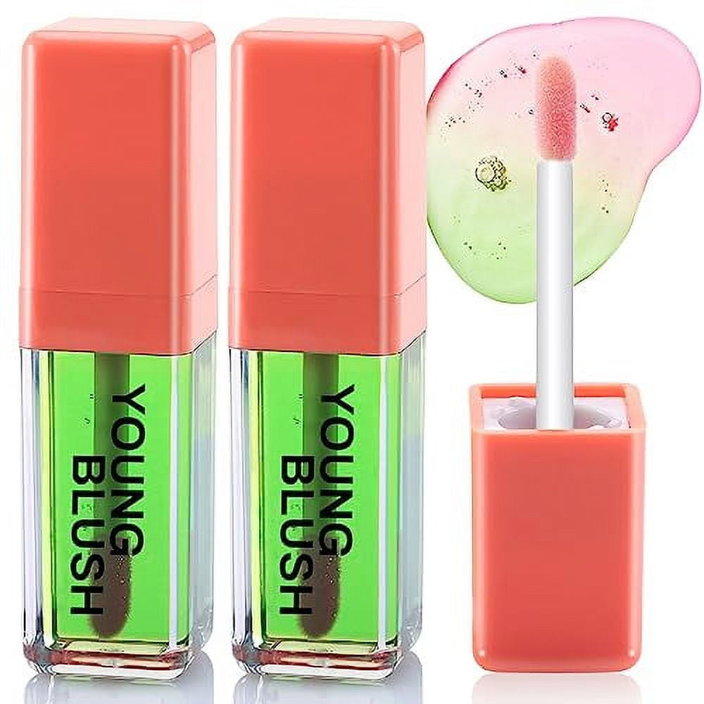 Erinde 2PCS Color Changing Blush Oil, Green Liquid Blush Oil for Cheeks
