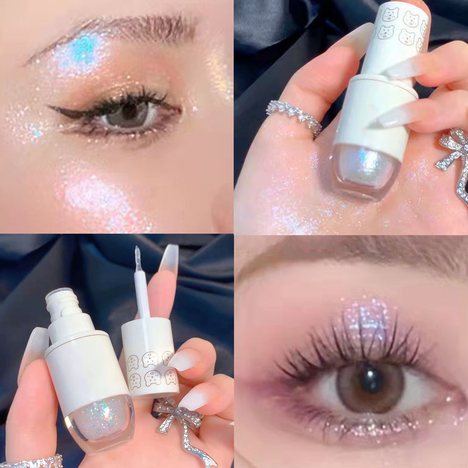 Erinde Liquid Glitter Eyeshadow Eyeliner Korean Makeup Tear Drop Metallic Lightweight Water Texture Long Wearing Loose Glitter Glue for Eye Glitter