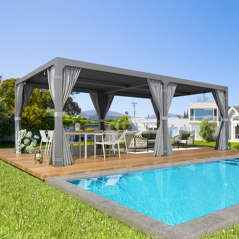 Erinnyees 10'×20' Hardtop Steel Patio Gazebo Pergola with