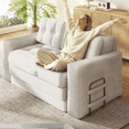 thumbnail image 1 of Erinnyees 2-in-1 Sleeper Sofa, No Assembly Corduroy Loveseat, Converts to Bed with Deep Seat & 2 Included Pillows, 1 of 10