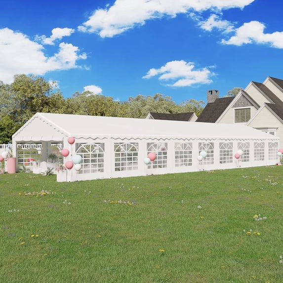 Erinnyees 20x60 ft Party Tent, Large Outdoor Heavy Duty Party Wedding Tent with Removable Sidewalls & 2 Roll-Up Doors,White