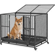 Image showcasing Createshao 45 inch Heavy Duty Dog Crate, Metal Kennel with Lockable ...