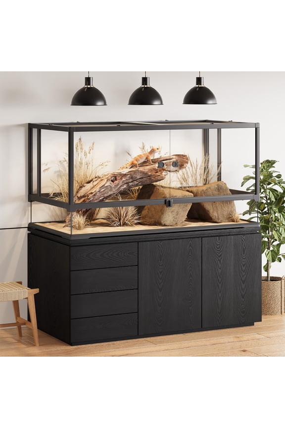 50 Gallon Reptile Terrarium with Top Screen Ventilation, Snake Habitat with Heating Pad Space, Front Opening Reptile Vivarium with Sliding Cable Outlet for Leopard Geckos, Snakes, Turtles