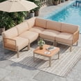 thumbnail image 1 of Erinnyees 6 Pieces Patio Sectional Furniture Set, Aluminum Outdoor Conversation Set with Washable 6" Thick Cushions & Coffee Table, All-Weather Sectional Sofa for Poolside Deck，Backyard, Light Beige, 1 of 8