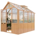 thumbnail image 1 of Erinnyees 6'x8' Outdoor Wooden Greenhouse, Heavy Duty Green House with Thickend PC Panel, Adjustable Windows, 12/16 Plant Hooks and Lockable Door for Garden,Backyard, 1 of 8