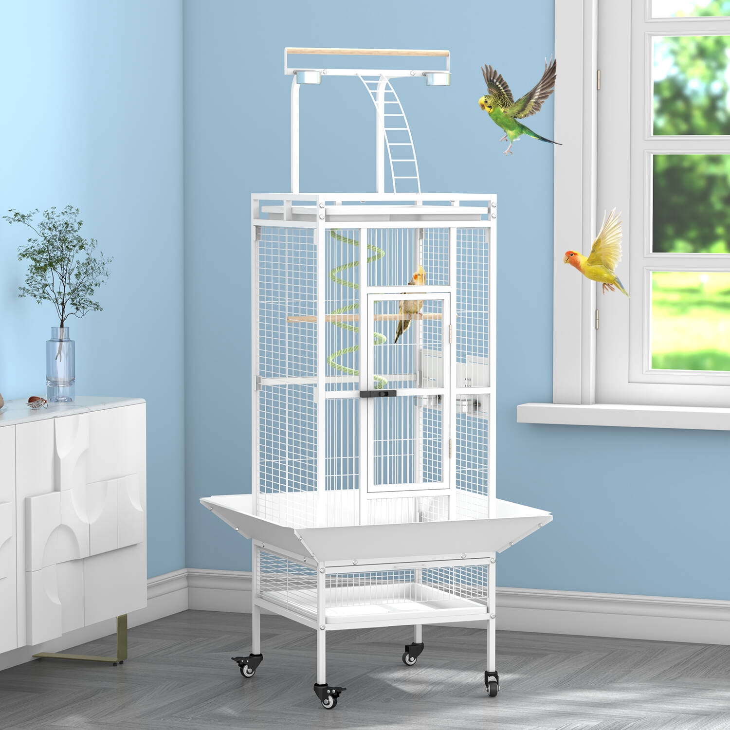 Erinnyees 61 Inch Large Bird Cage with Rolling Stand, Heavy-Duty ...