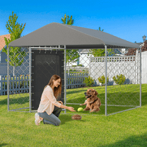 Erinnyees 6FT Dog Kennel Outdoor, Heavy Duty, with Secure Lock, Waterproof Cover for Backyard