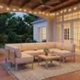 thumbnail image 1 of Erinnyees 7 Pieces Patio Sectional Furniture Set, Aluminum Outdoor Conversation Set with 6" Thick Cushions & Coffee Table, All-Weather U-Shape Sectional Sofa for Poolside，Deck，Backyard, Light Beige, 1 of 7