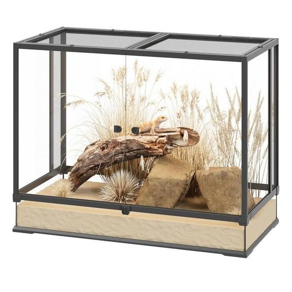 Erinnyees 74 Gallon Reptile Terrarium with Top Screen Ventilation, Snake Habitat with Heating Pad Space, Front Opening Reptile Vivarium with Sliding Cable Outlet for Leopard Geckos, Snakes, Turtles