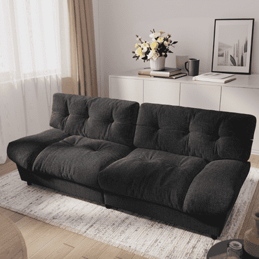 Erinnyees 80" Cloud Couch, Love Seat Sofa, Chenille Overstuffed, with Pillow-Designed Armrest, Deep Seat Two Seater Love Seat Couch for Small Spaces, Dark Gray