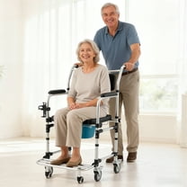 Erinnyees All-in-1 Care Chair: Commode, Shower & Transport Wheelchair with 4 Locking Wheels, Padded Seat, Detachable Bucket & Flip-Up Footrest in Black