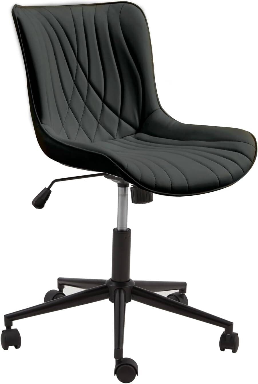 Erinnyees Armless Office Chair, Desk Chair with Wheels, Adjustable and Swivel,Modern Black