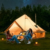 Erinnyees Bell Tent for Camping, All Season Waterproof Camping Tents, Yurt Canvas Tent with Stove Jack for 4 Person , Beige