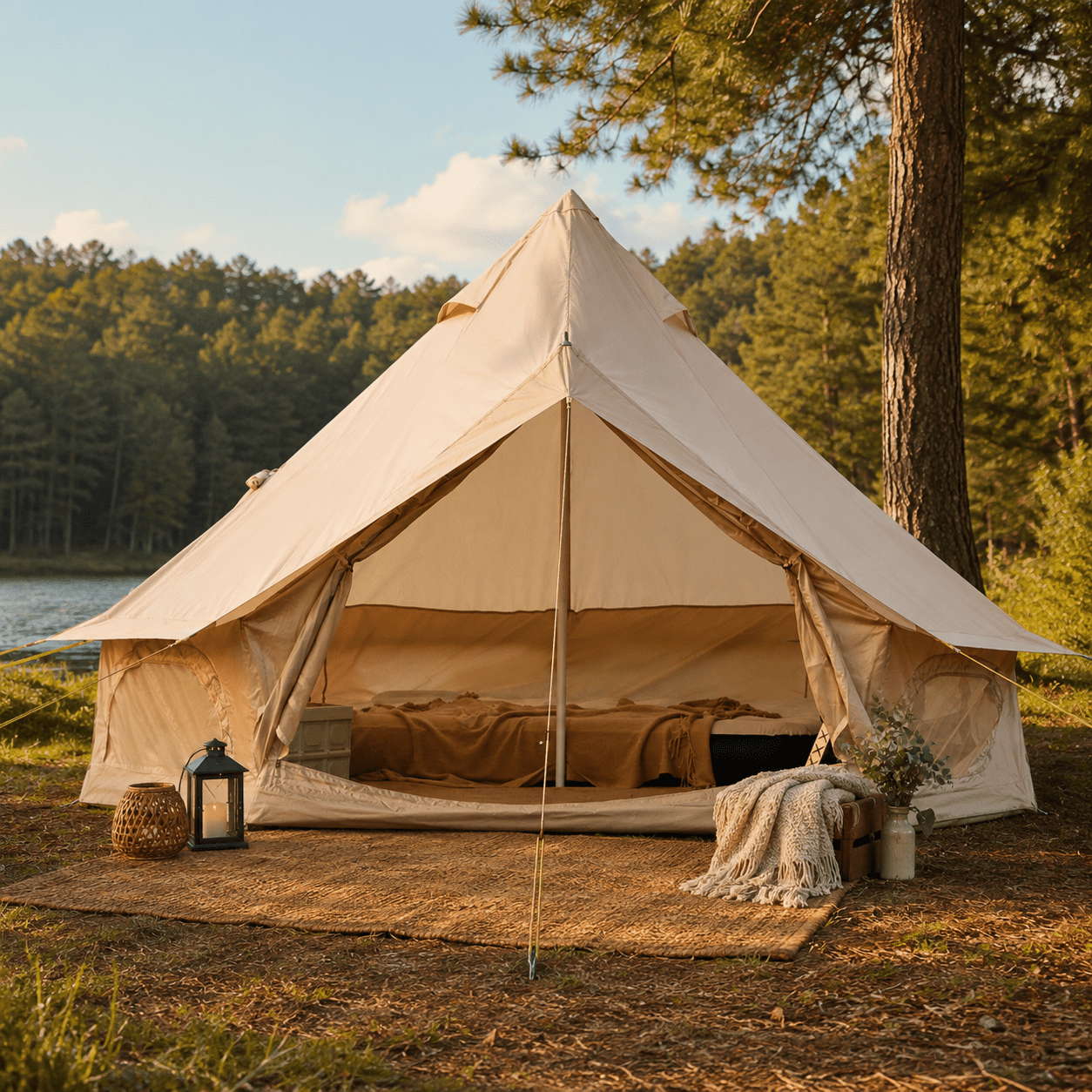 DANCHEL OUTDOOR 16.4ft=5M Cotton Canvas Waterproof Bell Tent with