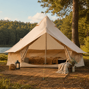 Erinnyees Bell Tent for Camping, All Season Waterproof Camping Tents, Yurt Canvas Tent with Stove Jack for 4 Person , Beige