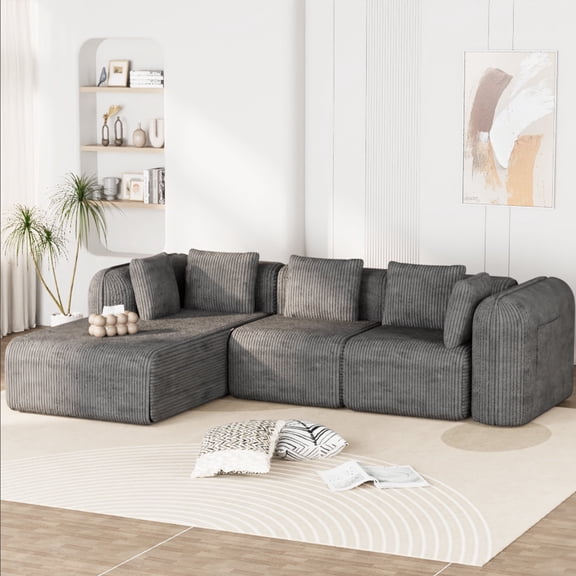 Erinnyees Cloud-Like Comfort Modular Sofa: Sectional with Chaise & Bed Converter | Featuring Deep, Plush Seats and No Assembly Required for Instant Relaxation