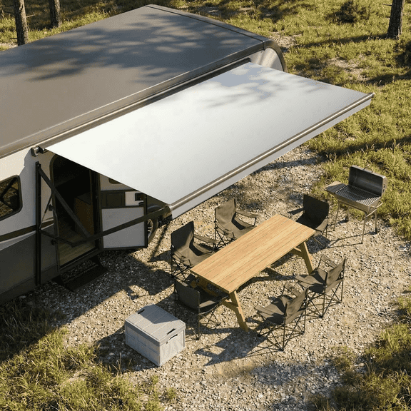 Erinnyees Electric Modular Retractable RV Awning Full Set Assemblies for RV,Trailer,5th Wheel & Motorhome-20Ft,White Frame,White Fade