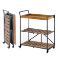 Erinnyees Folding Kitchen Utility Cart 3Tier Rolling Serving Cart on Lockable Wheels with