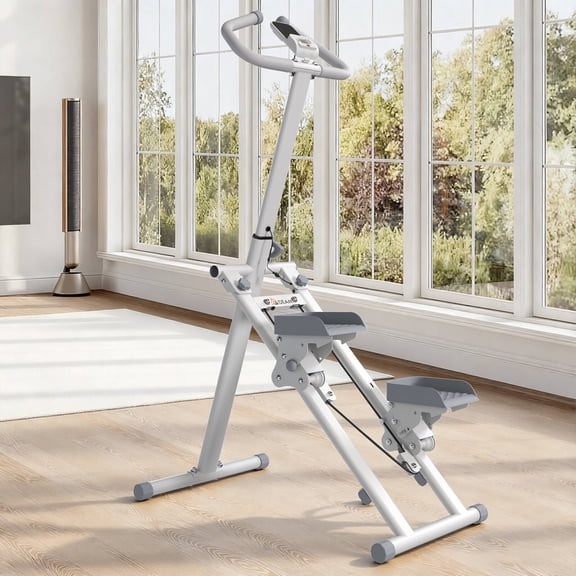 Erinnyees Folding Stair Stepper for Full-Body Workout, Features Resistance Bands, Phone Holder & Adjustable Handlebars