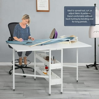 Teannan 60'' x 30'' Craft Table Six Open Shelves Provide Space for Crafting  Materials