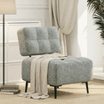 thumbnail image 1 of Erinnyees Mid-Century Modern Accent Chair with Plush Cushion & Metal Legs, Comfy Gray Linen Armchair for Living Room, Bedroom, Gray, 1 of 9