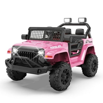 Erinnyees Ride on Jeep Car 12V Kids Electric Vehicles with Parent Remote Control, Safety Belt,Forward and Reverse Functions,Battery Powered,Spring Suspension,Music and Lights-Pink