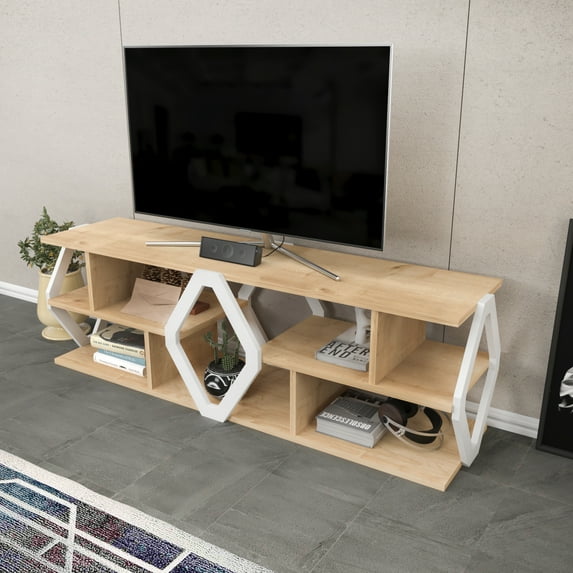 Erisa 55" Modern Wood TV Stand for 60 inch TV Oak White