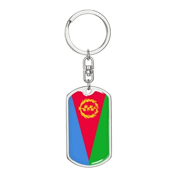 Eritrea Flag Keychain Dog Tag Stainless Steel or 18k Gold