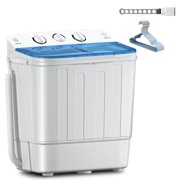 BackID Portable Twin Tub Washing Machine, Buy 1(washer) Get 1(Dry Rack) Free! 11lbs Washer Mini Compact Laundry Machine and 7lbs Drain Pump, Semi-automatic Washer Combo for Dorms, Apartments