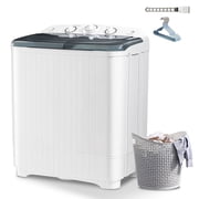 Erivess Portable Twin Tub Washing Machine, 20 lbs Wash & 10 lbs Spin Capacity, with Drain Pump & Free Dry Rack, Semi-Automatic for Dorms, Apartments