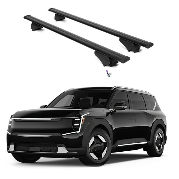 Erkul 220lbs Roof Rack Cross Bars for 2024-2025 Kia EV9 Wind & Land | Aluminum Crossbars with Anti Theft Lock for Rooftop | Compatible with Flush Rails - Black