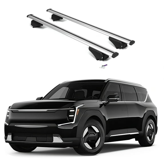 Erkul 220lbs Roof Rack Cross Bars for 2024-2025 Kia EV9 Wind & Land | Aluminum Crossbars with Anti Theft Lock for Rooftop | Compatible with Flush Rails - Silver