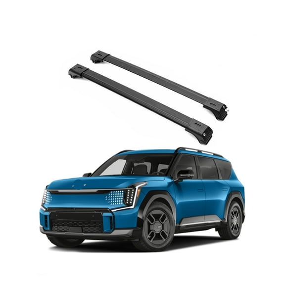 Erkul 220lbs Roof Rack Cross Bars for Kia EV9 2024-2025 GT-Line | Aluminum Crossbars with Anti-Theft Lock for Rooftop with Raised Rails | Not Compatible with Sunroof - Black