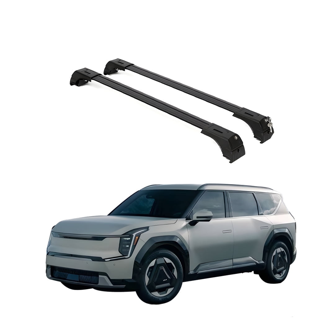 Erkul 220lbs Roof Rack Cross Bars for Kia EV9 2024-2025 Wind & Land | Aluminum Crossbars with Anti Theft Lock for Rooftop | Compatible with Flush Rails - Black