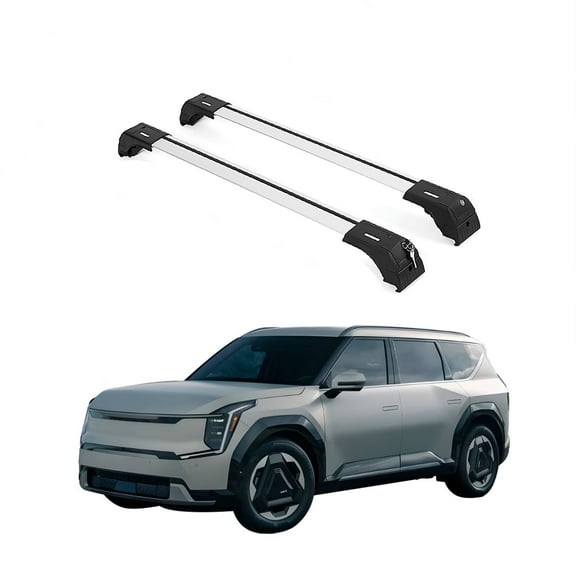 Erkul 220lbs Roof Rack Cross Bars for Kia EV9 2024-2025 Wind & Land | Aluminum Crossbars with Anti Theft Lock for Rooftop | Compatible with Flush Rails - Silver