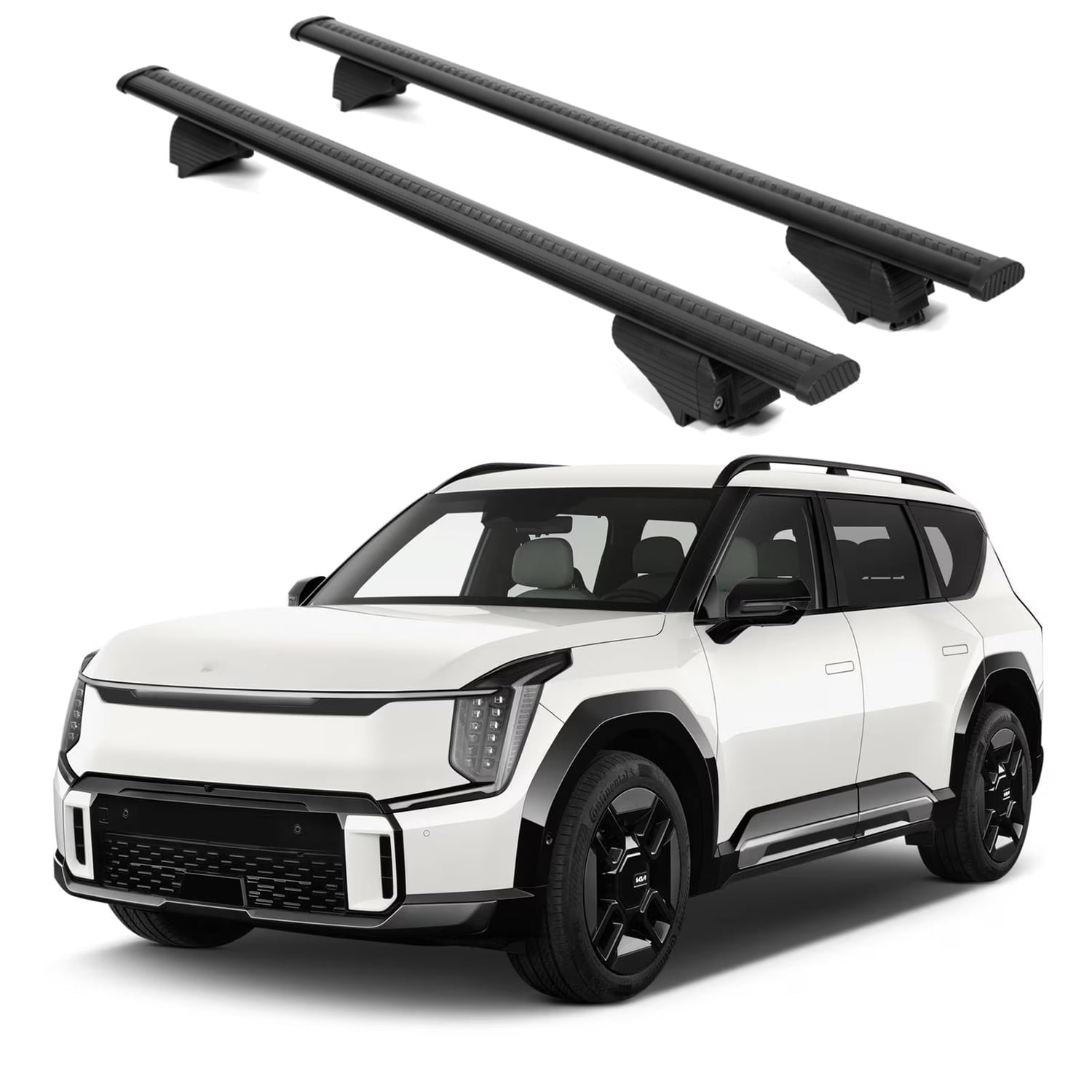 Erkul 220lbs Roof Rack Cross Bars for Kia EV9 2024-2025 GT-Line | Aluminum Crossbars with Anti-Theft Lock for Rooftop with Raised Rails | Black