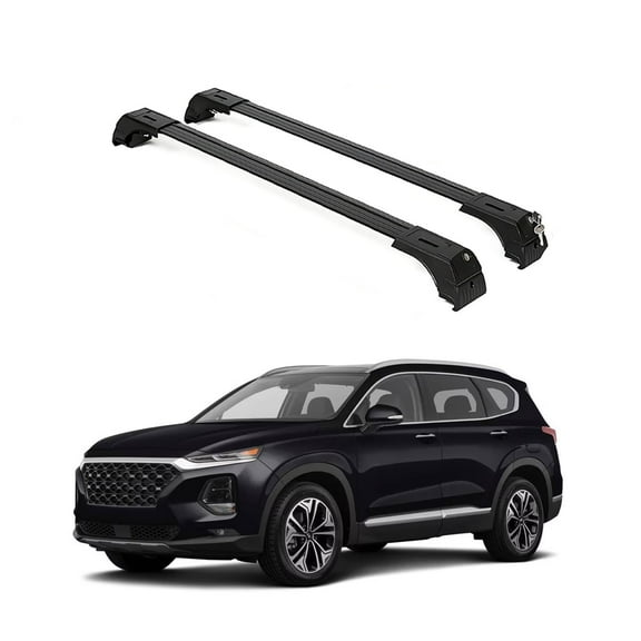 Erkul Roof Rack Cross Bars for Hyundai Santa Fe 2019-2023 | Anti-Theft Lock Aluminum Crossbars for Rooftop, Cargo Carrier, Luggage, Kayak, Canoe, Bike | Black
