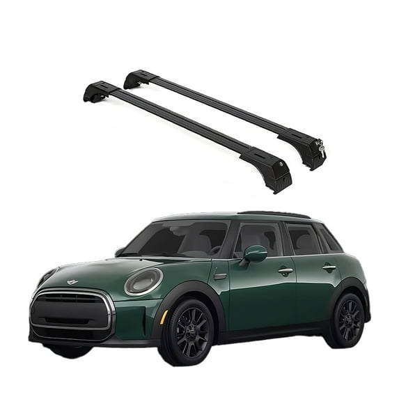Erkul Roof Rack Cross Bars for Mini Cooper Hardtop 2014-2025 | Anti-Theft Lock Aluminum Crossbars for Rooftop | Compatible with Flush Rails - Black