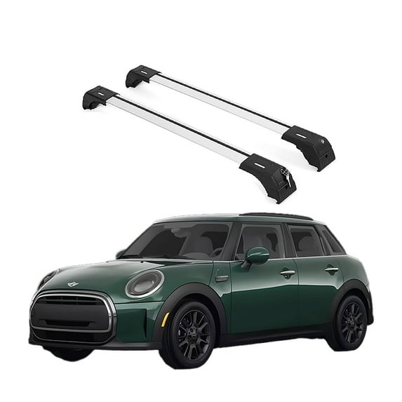 Erkul Roof Rack Cross Bars for Mini Cooper Hardtop 2014-2025 | Anti-Theft Lock Aluminum Crossbars for Rooftop | Compatible with Flush Rails - Silver