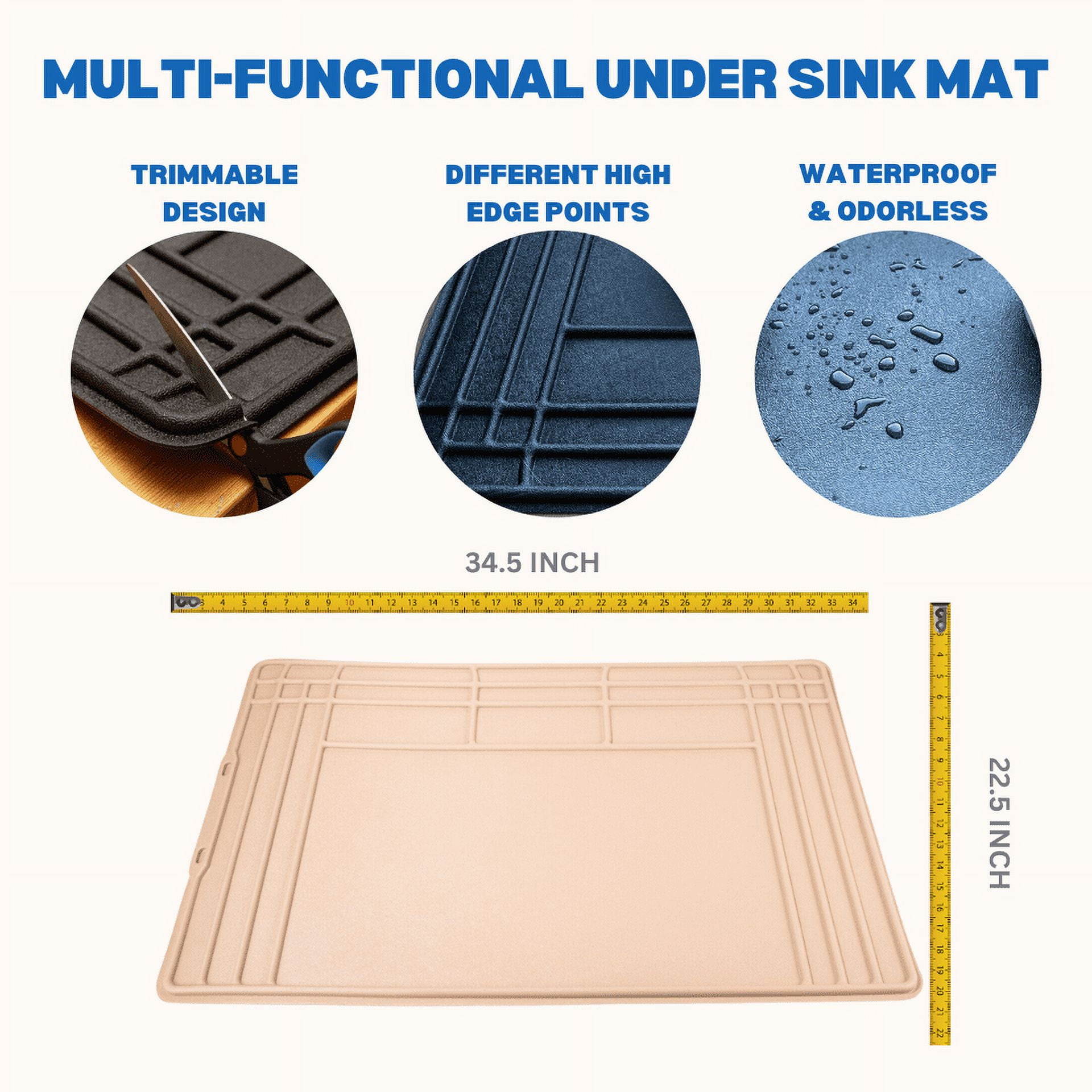 Erkul Sink Mat SpillProof, WaterProof, Raised Edge Under Sink