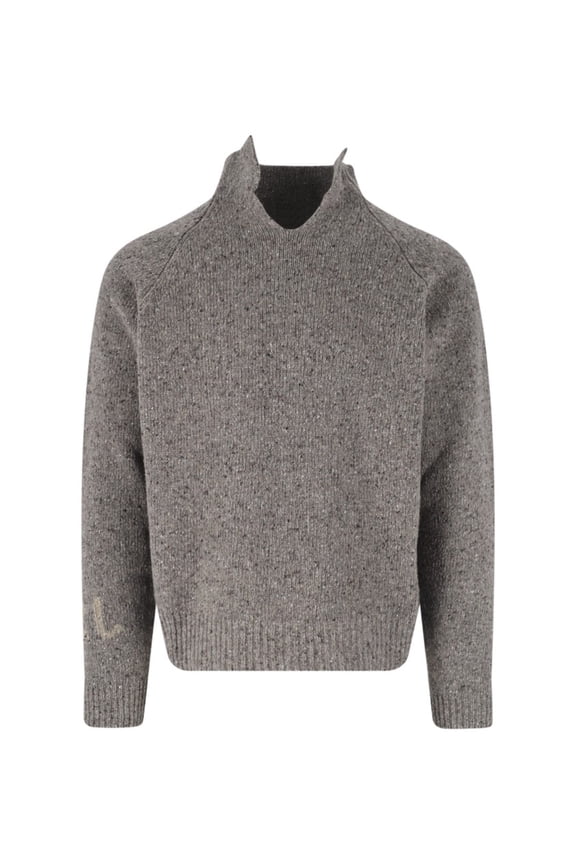 Grey Wool Blend High-Neck Sweater (Men's)