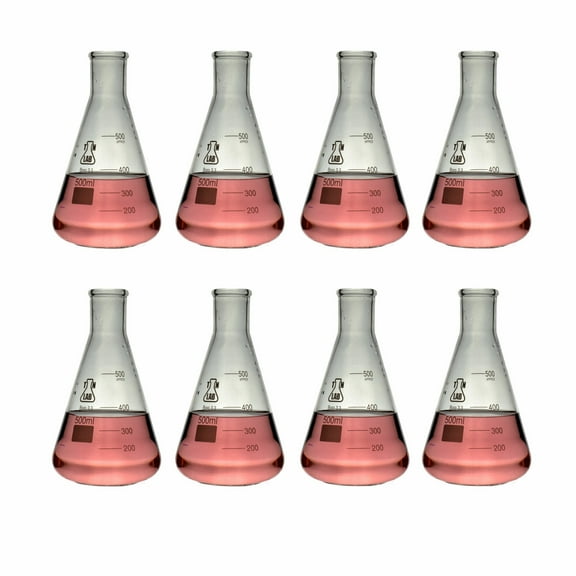 Erlenmeyer Flask Borosilicate Glass Conical Flask 500ml 8-Pack
