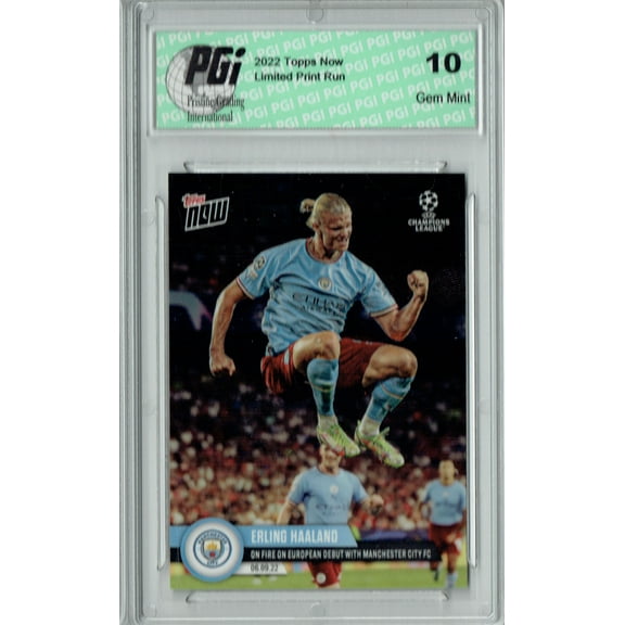 Erling Haaland 2022 Topps Now #6 On Fire in Man City Debut Trading Card PGI 10