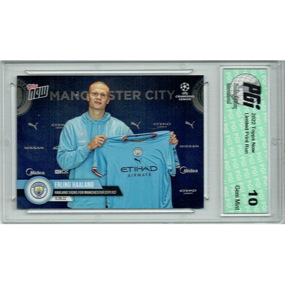 Erling Haaland 2022 Topps Now #PS01 Joins Man City! 1/2,736 Trading Card PGI 10